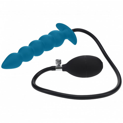 LEVELZ BEADED INFLATABLE SILICONE ANAL PLUG TEAL - SHTLVL040002TEA