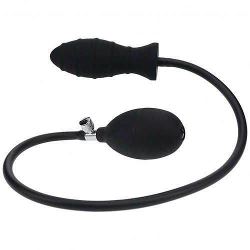 LEVELZ RIBBED INFLATABLE SILICONE ANAL PLUG BLACK - SHTLVL040001BLK