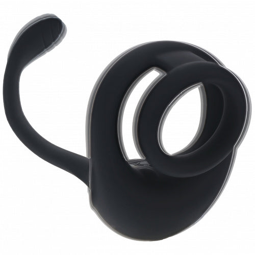 LEVELZ DUAL MOTOR SILICONE COCK RING W/ PROSTATE STIMULAT BLACK - SHTLVL030035BLK