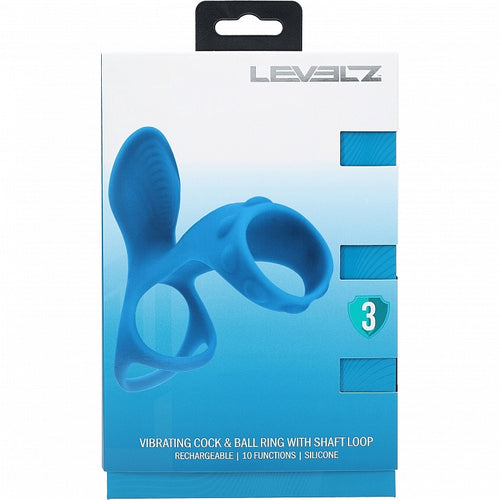 LEVELZ VIBRATING SILICONE COCK & BALL RING W/SHAFT LOOP TEAL - SHTLVL030031TEA