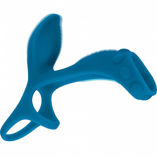 LEVELZ VIBRATING SILICONE COCK & BALL RING W/SHAFT LOOP TEAL - SHTLVL030031TEA