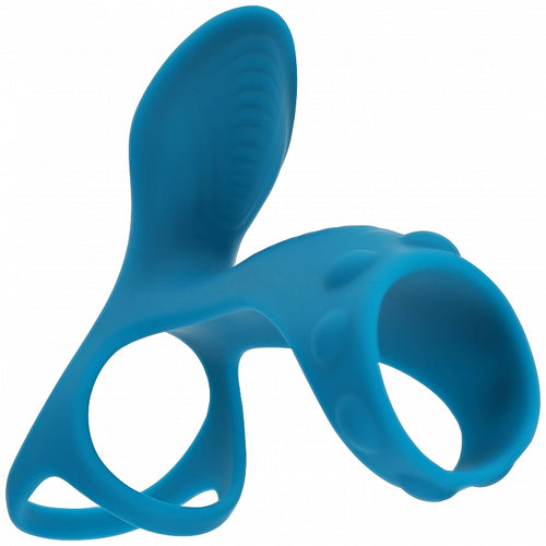 LEVELZ VIBRATING SILICONE COCK & BALL RING W/SHAFT LOOP TEAL - SHTLVL030031TEA