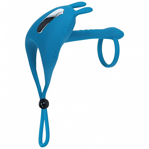 LEVELZ ADJUSTABLE BUNNY VIBRATING LASSO COCK RING TEAL - SHTLVL030002TEA