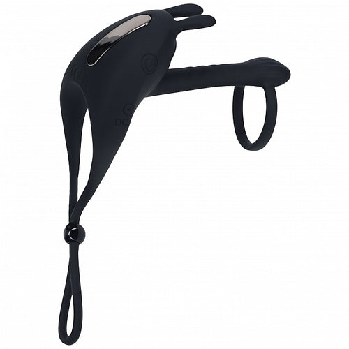 LEVELZ ADJUSTABLE BUNNY VIBRATING LASSO COCK RING BLACK - SHTLVL030002BLK