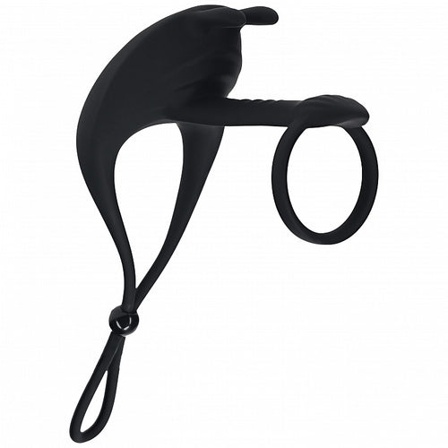 LEVELZ ADJUSTABLE BUNNY VIBRATING LASSO COCK RING BLACK - SHTLVL030002BLK