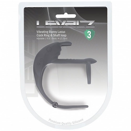 LEVELZ ADJUSTABLE BUNNY VIBRATING LASSO COCK RING BLACK - SHTLVL030002BLK