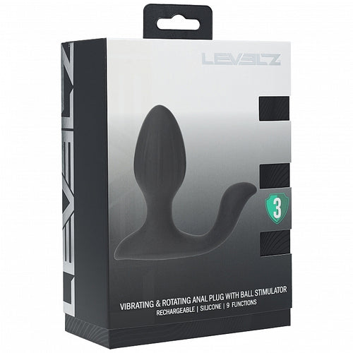LEVELZ VIBRATING & ROTATING SILICONE ANAL PLUG BLACK - SHTLVL030029BLK