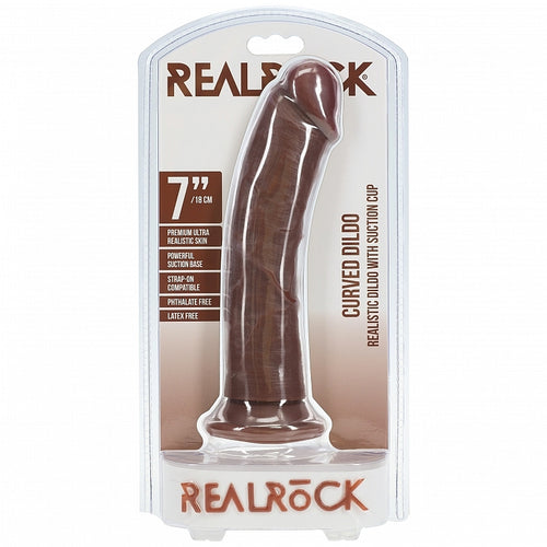 REALROCK REALISTIC SKIN CURVED REALISTIC DILDO 7 " - SHTREA117BRN