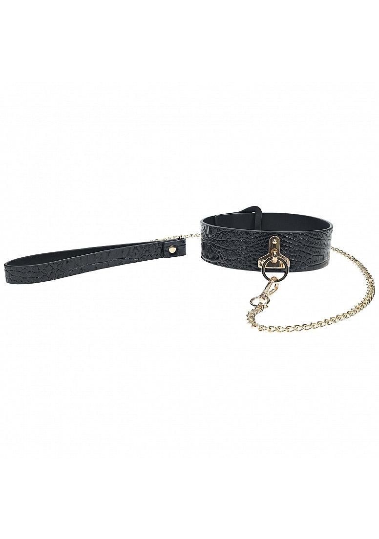 OUCH! ROME COLLECTION COLLAR W/ LEASH - SHTOU1006BLK