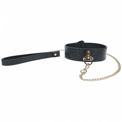 OUCH! ROME COLLECTION COLLAR W/ LEASH - SHTOU1006BLK