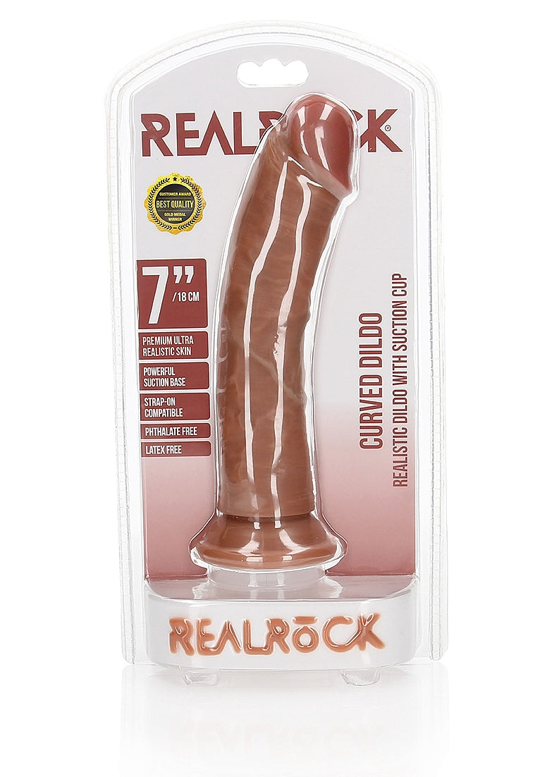 REALROCK 7IN REALISTIC DILDO CURVED TAN - SHTREA117TAN