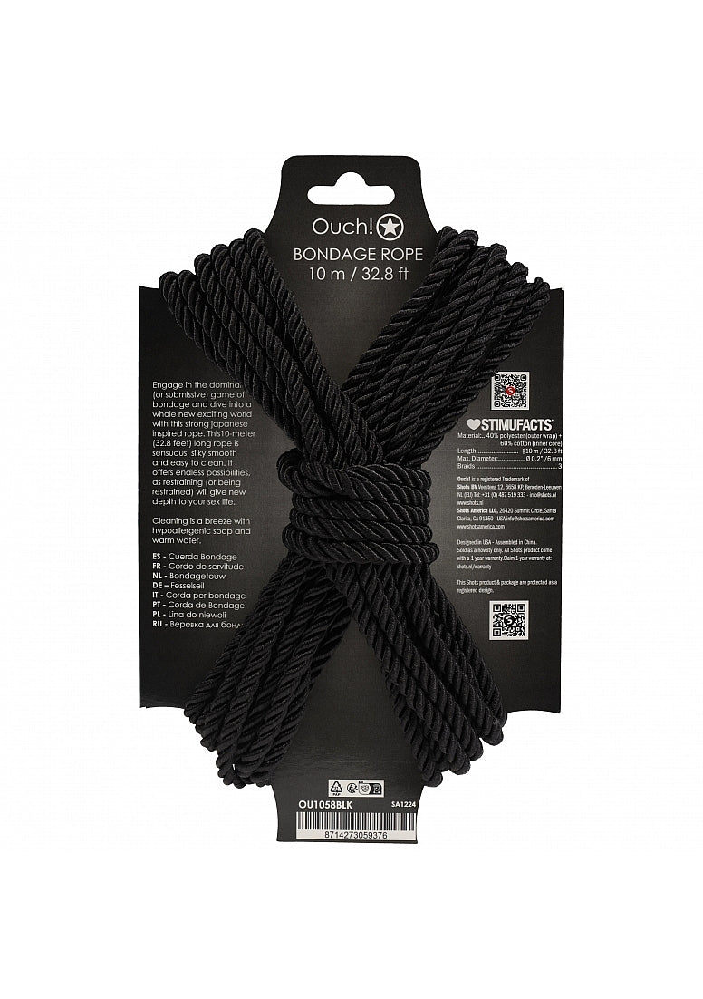 OUCH! BONDAGE ROPE 10 METERS BLACK - SHTOU1058BLK