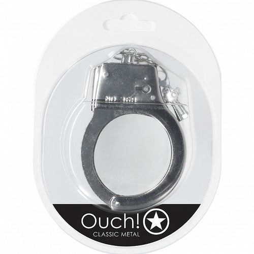 OUCH! CLASSIC METAL HANDCUFFS SILVER - SHTOU1048SIL