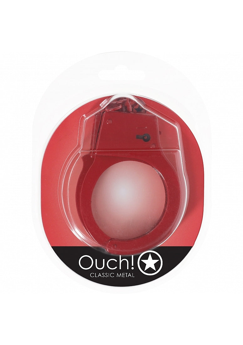 OUCH! CLASSIC METAL HANDCUFFS RED - SHTOU1048RED
