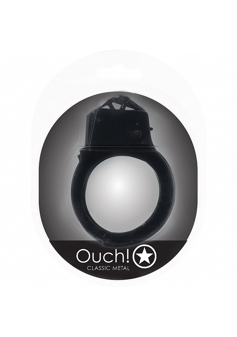 OUCH! CLASSIC METAL HANDCUFFS BLACK - SHTOU1048BLK
