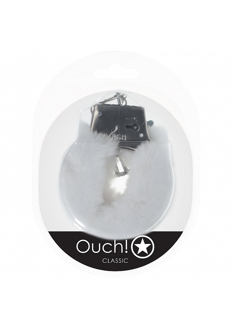 OUCH! CLASSIC FLUFFY HANDCUFFS WHITE - SHTOU1047WHT