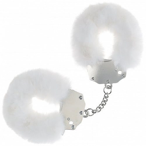 OUCH! HEAVY DUTY FLUFFY HANDCUFFS WHITE - SHTOU1046WHT
