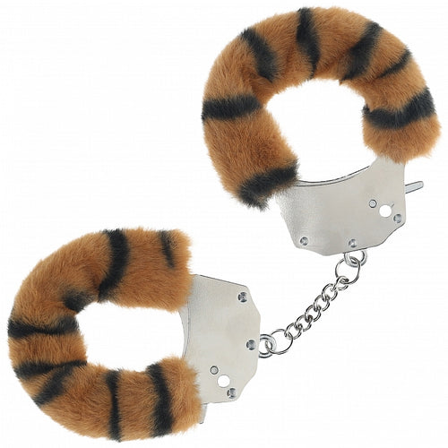 OUCH! HEAVY DUTY FLUFFY HANDCUFFS TIGER - SHTOU1046TIG