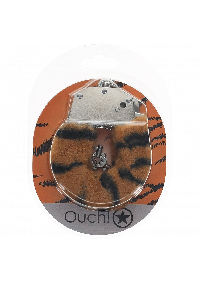 OUCH! HEAVY DUTY FLUFFY HANDCUFFS TIGER - SHTOU1046TIG
