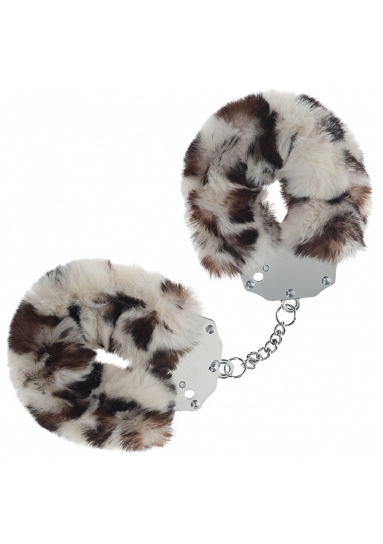 OUCH! HEAVY DUTY FLUFFY HANDCUFFS SNOW LEOPARD - SHTOU1046SNO