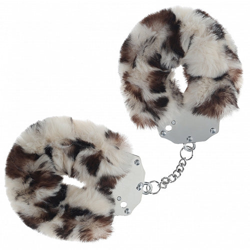 OUCH! HEAVY DUTY FLUFFY HANDCUFFS SNOW LEOPARD - SHTOU1046SNO