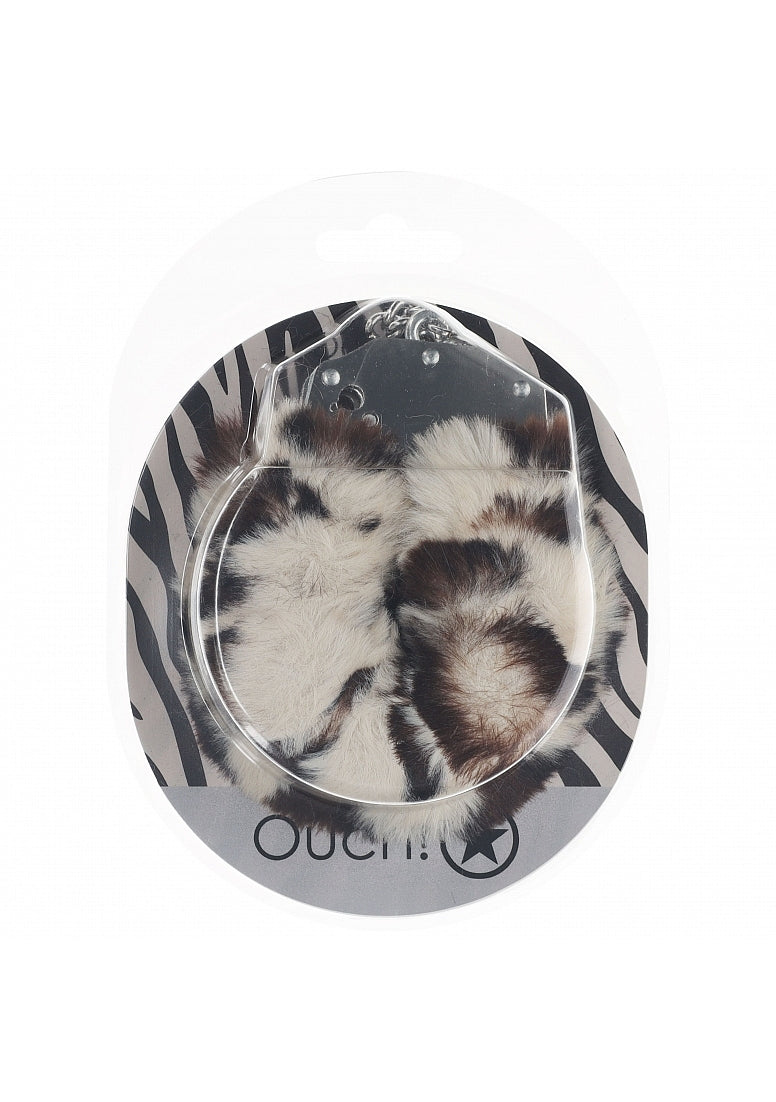 OUCH! HEAVY DUTY FLUFFY HANDCUFFS SNOW LEOPARD - SHTOU1046SNO