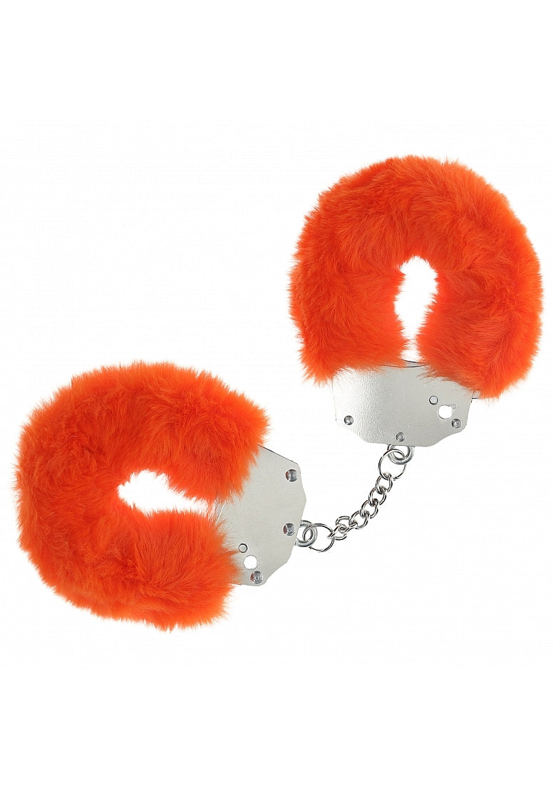 OUCH! HEAVY DUTY FLUFFY HANDCUFFS ORANGE - SHTOU1046ORA