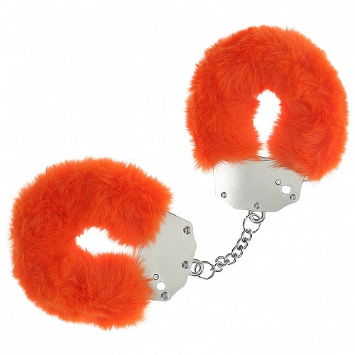 OUCH! HEAVY DUTY FLUFFY HANDCUFFS ORANGE - SHTOU1046ORA