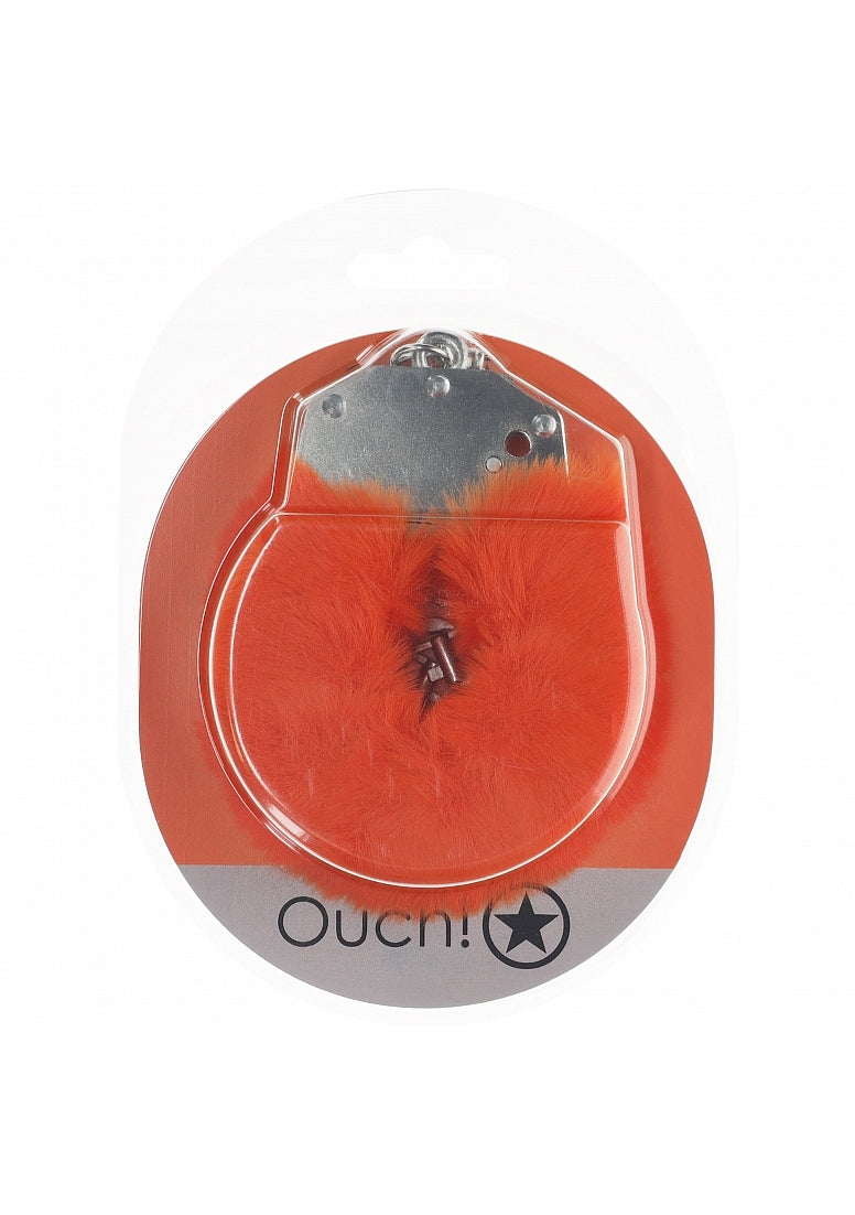 OUCH! HEAVY DUTY FLUFFY HANDCUFFS ORANGE - SHTOU1046ORA