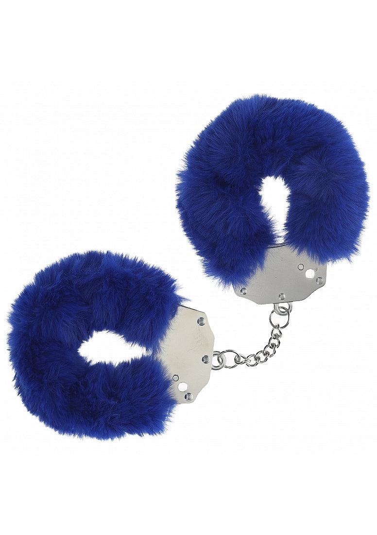OUCH! HEAVY DUTY FLUFFY HANDCUFFS NAVY - SHTOU1046NVY