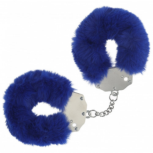 OUCH! HEAVY DUTY FLUFFY HANDCUFFS NAVY - SHTOU1046NVY