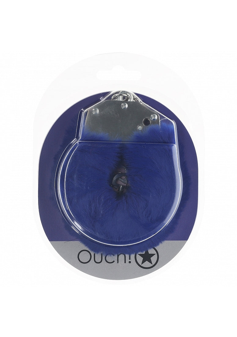 OUCH! HEAVY DUTY FLUFFY HANDCUFFS NAVY - SHTOU1046NVY