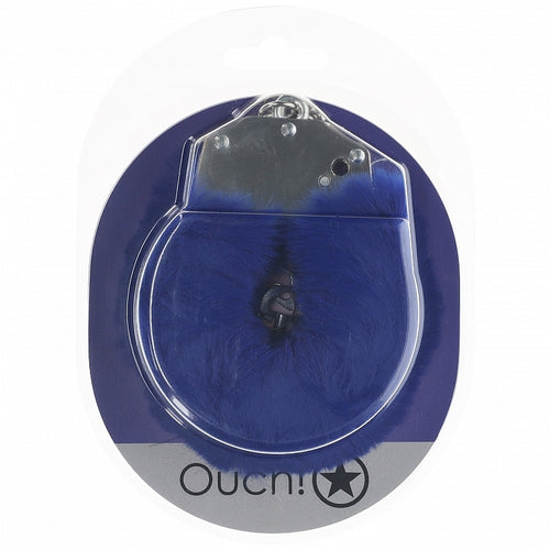 OUCH! HEAVY DUTY FLUFFY HANDCUFFS NAVY - SHTOU1046NVY