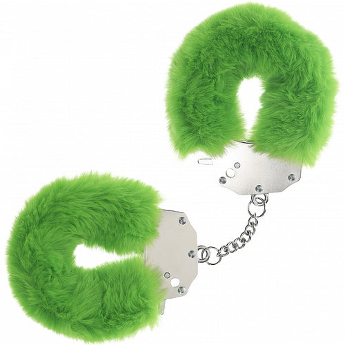 OUCH! HEAVY DUTY FLUFFY HANDCUFFS GREEN - SHTOU1046GRN