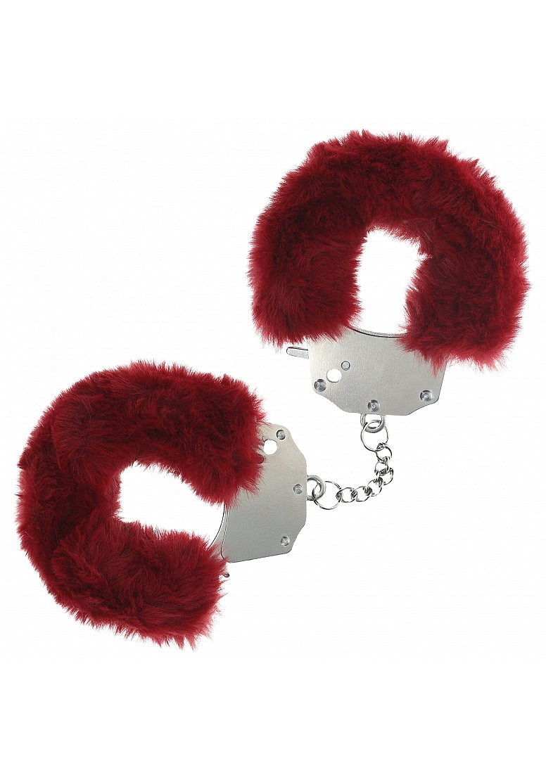 OUCH! HEAVY DUTY FLUFFY HANDCUFFS - BURGUNDY - SHTOU1046BUR