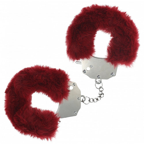 OUCH! HEAVY DUTY FLUFFY HANDCUFFS - BURGUNDY - SHTOU1046BUR
