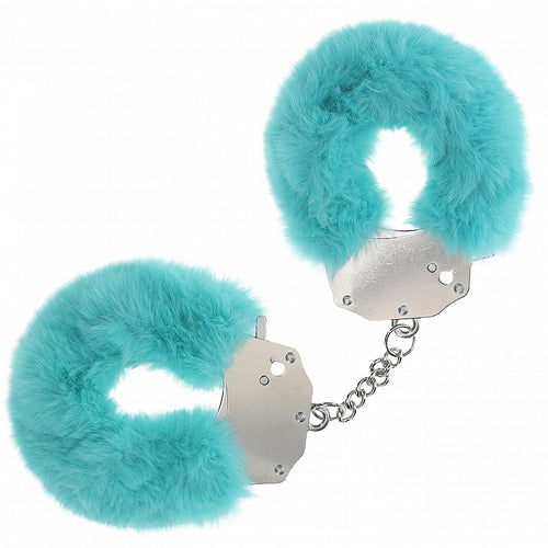 OUCH! HEAVY DUTY FLUFFY HANDCUFFS - BLUE - SHTOU1046BLU