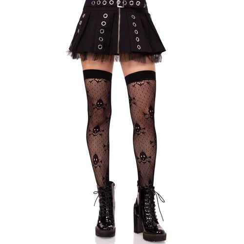 Skull Net Thigh Highs - 6224      00122