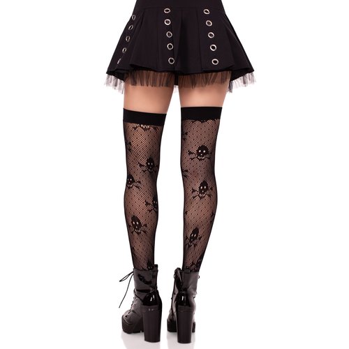 Skull Net Thigh Highs - 6224      00122
