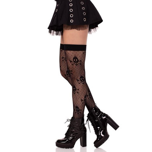 Skull Net Thigh Highs - 6224      00122