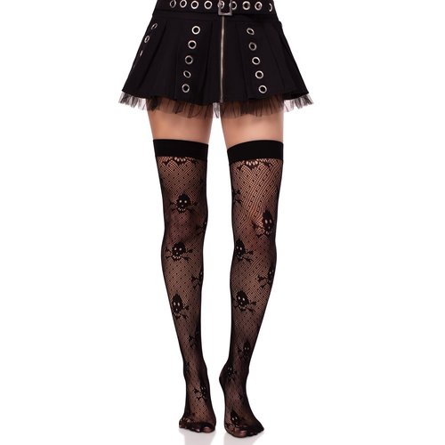 Skull Net Thigh Highs - 6224      00122