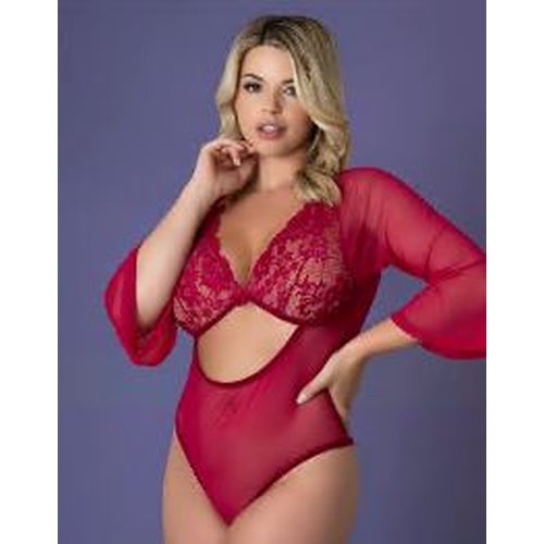 SLEEVE 3/4 PLAYSUIT CHERRY 2XL