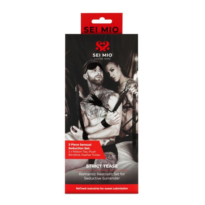 SEI MIO STRICT TEASE RIBBON TIES BLINDFOLD AND TICKLET KIT - CRESM045