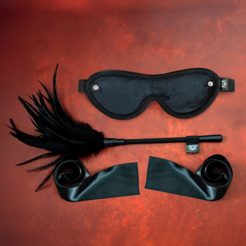 SEI MIO STRICT TEASE RIBBON TIES BLINDFOLD AND TICKLET KIT - CRESM045