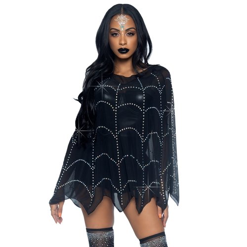 Spider Web Rhinestone Costume Poncho - 87082     00122