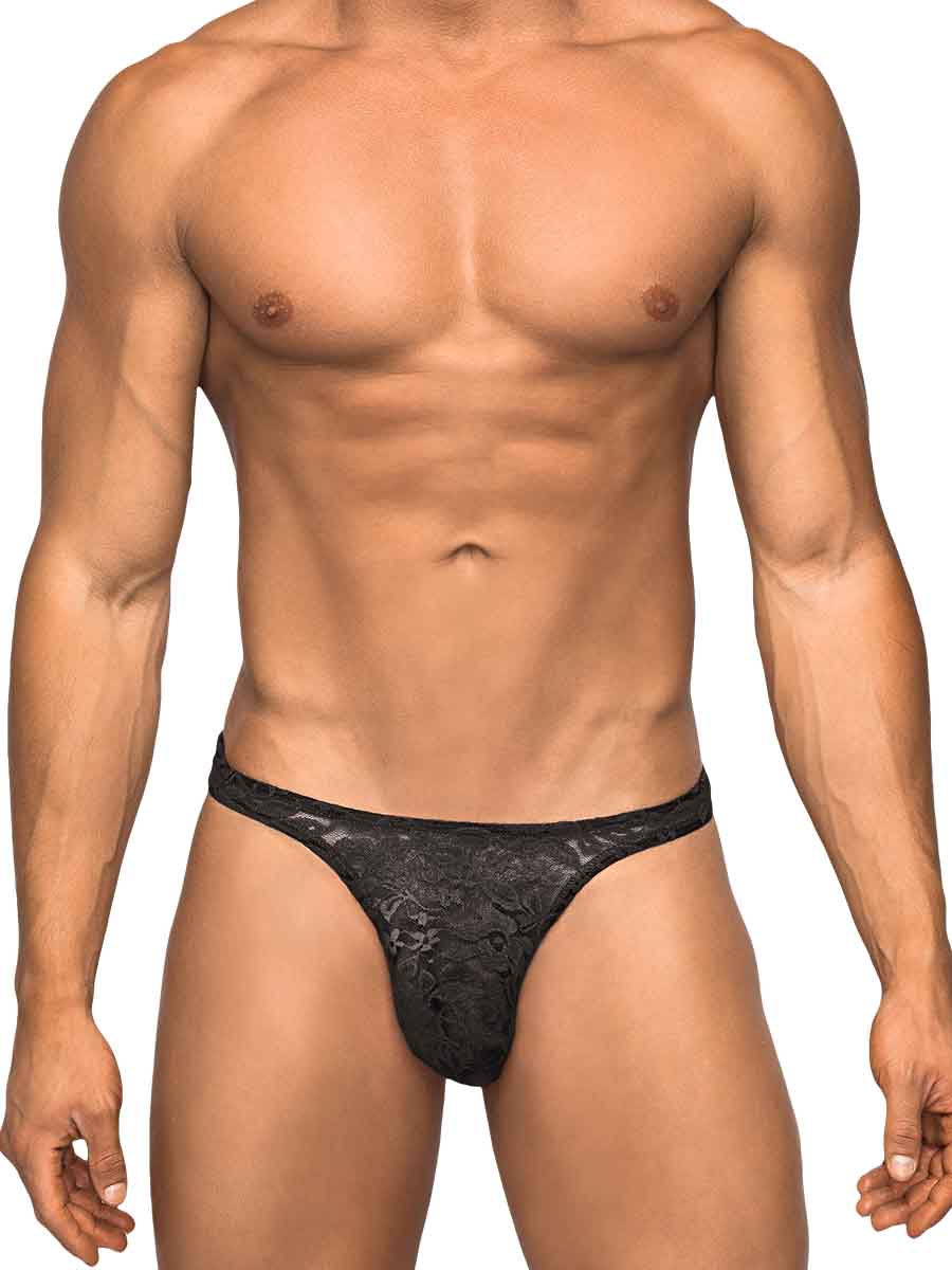 BONG THONG STRETCH LACE BLACK LARGE/ XL - MP442162BKLX