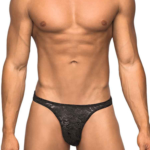 BONG THONG STRETCH LACE BLACK SMALL/ MEDIUM - MP442162BKSM
