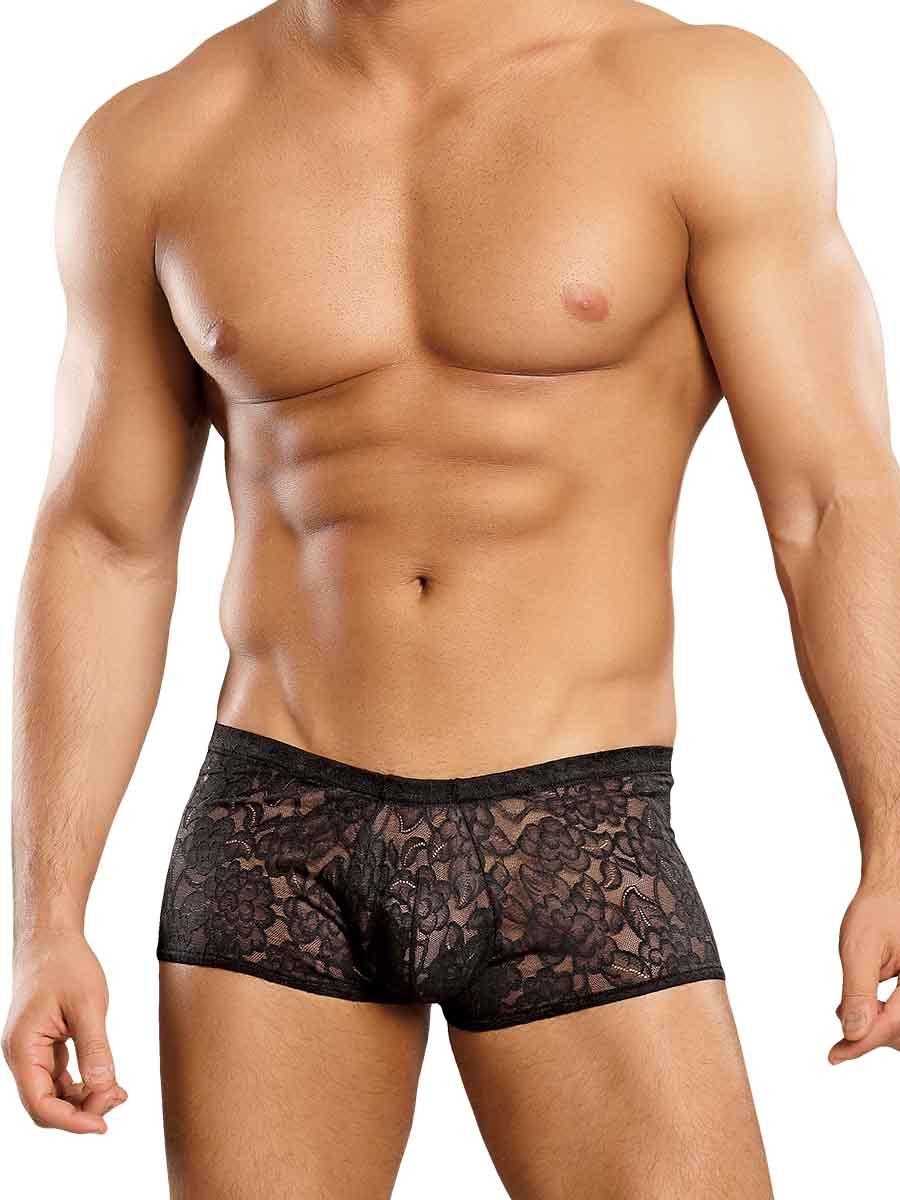 MINI SHORT STRETCH LACE BLACK MEDIUM - MP145162BKMD