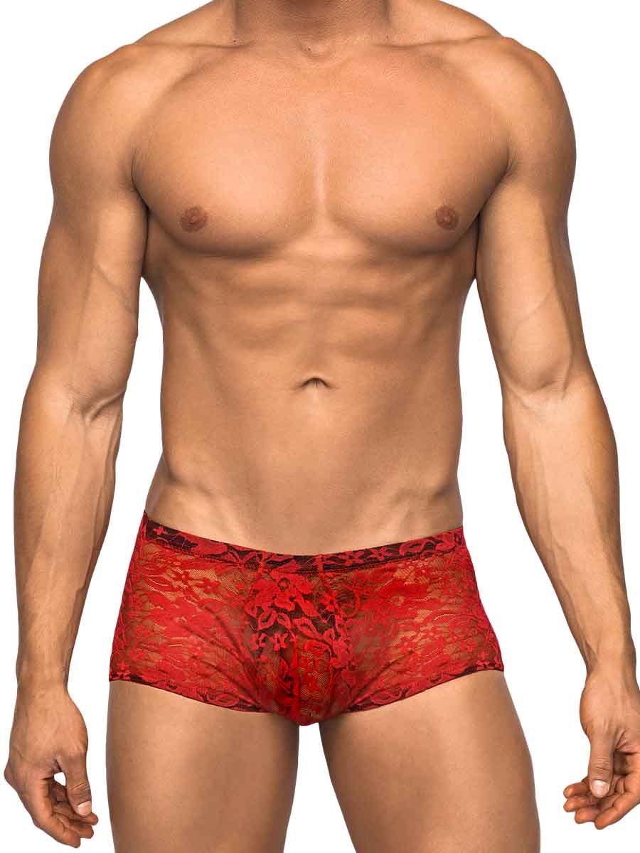 MINI SHORT STRETCH LACE LARGE RED - MP145162RELG