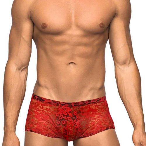 MINI SHORT STRETCH LACE SMALL RED - MP145162RESM